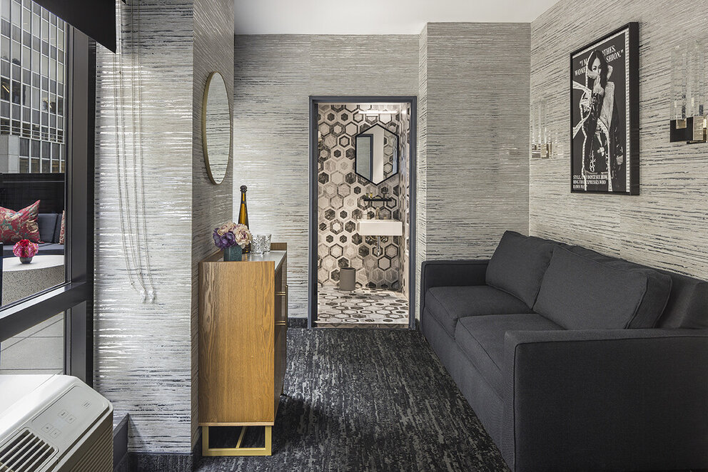 FiDi hotel penthouse living room