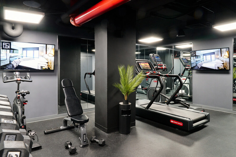 a room with exercise equipment